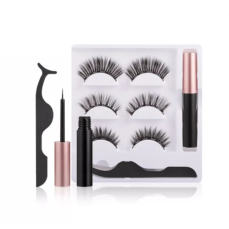 3 Pairs Magnetic Eyelash Kit With Magic Liner