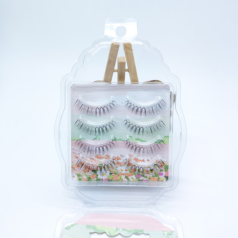 4 pairs Natural Look False Lashes Strip Cross Clear Band 5-7mm Cross Eyelash JK1