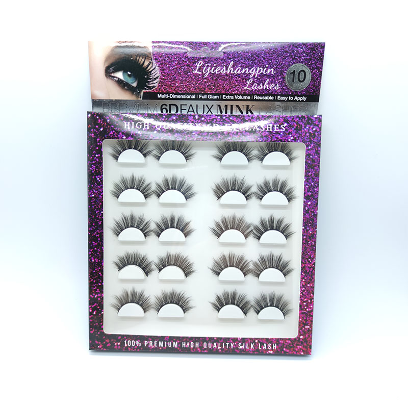 Natural Luxurious silk lashes 100% Handmade 10 Pairs 5D Faux mink lashes