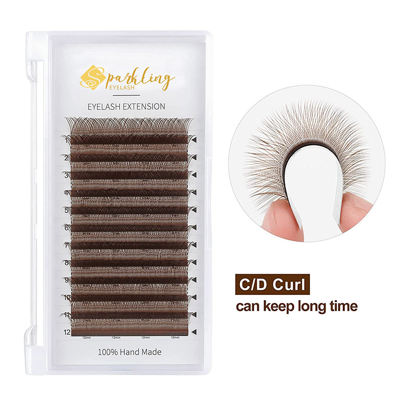 YY Eyelashes Extension Lashes Brown C Curler 0.07mm 8-15mm Mixed Lash